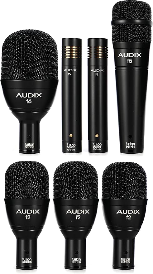 AUDIX FP7 Fusion Series 7-piece Drum Mic Kit for Kick, Snare, Toms, and Overheads with Travel Case - Black