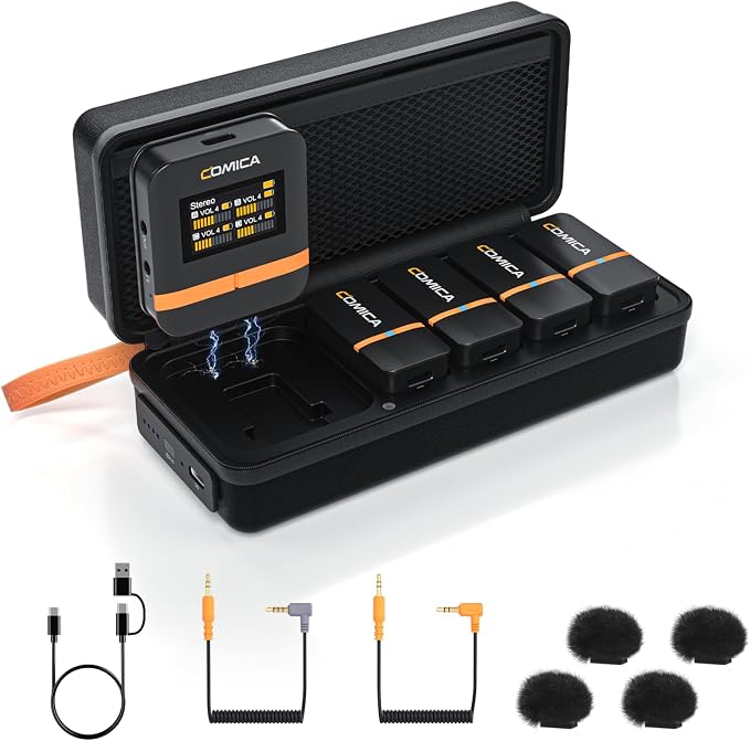 COMICA Vimo Q 4 Channel Wireless Lavalier Microphone with 48kHz/24bit Sound