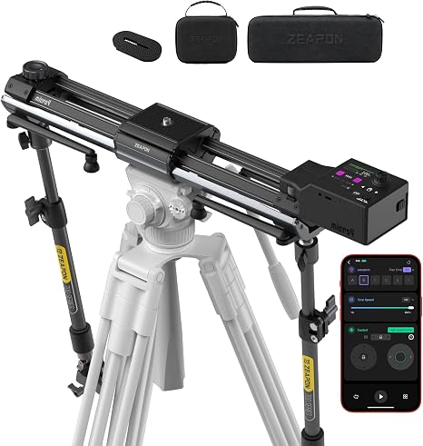 Zeapon Micro4 E700 Double Distance Motorized Camera Slider, High-Speed Low Noise Motor 10-26Lbs Payload, 30''/77cm Compact Slider with Carrying case, LCD Screen, App Control, Smooth Damping Design