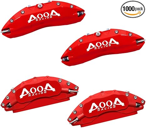 AOOA Brake Disc Red with White Character Caliper Cover Fits 2019-2026 Chevrolet Silverado 1500&Cadillac Escalade and 2021-2026 Suburban&Tahoe&2021-2026 GMC Yukon&2019-2026 Sierra 1500(Set of 4）