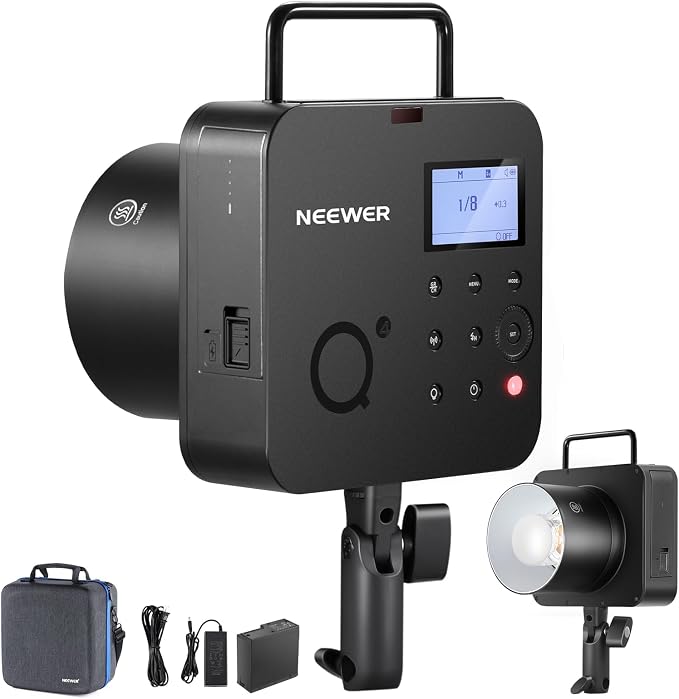 NEEWER Q4 400Ws 2.4G TTL Outdoor Studio Flash (New Look), Compatible with Godox, 1/8000s HSS/2800mAh Battery/30W Modeling Lamp/400 Full Power Flash Strobe Light Photography Bowens Mount Monolight