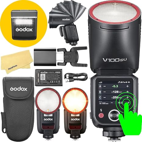 GODOX V100 V100S V100-S Godox Flash for Sony Flash Speedlight Speedlite | 100Ws TTL Camera Flash for Sony,Global Shutter,Touchscreen Control,400 Full Power Flashes,1.7s Recycle Time(USA Version)