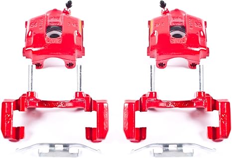 PowerStop Rear Red Powder Coated Brake Caliper Pair for BMW 320i 2001-05 |323i 2000 |325Ci 2001-06 |325i 2001-05 |325xi 2001-05 |BMW 328Ci 2000 - High-Temp Brake Caliper Upgrade, S2640A