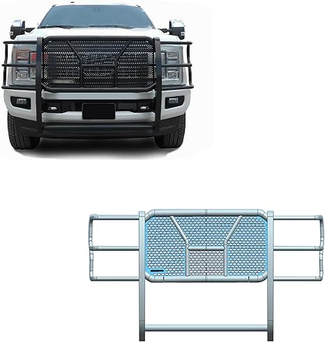Black Horse Off Road RUGGED Heavy Duty Grille Brush Bumper Guard Modular Black Compatible with 2017-2022 Ford F-250/Ford F-350/Ford F-450/Ford F-550 Super Duty-RU-FOF217-B