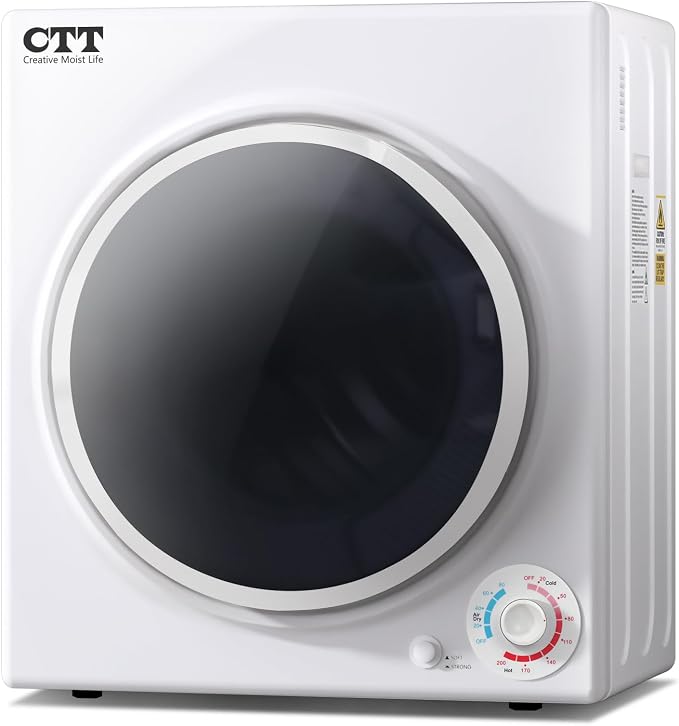 3.5 Cu. Ft. Clothes Dryer, 1500W Electric Dryers for Clothes, 110V Electric Clothes Dryer with Stainless Steel Drumble for 13.2 lbs. with 4 Automatic Drying Modes (White)