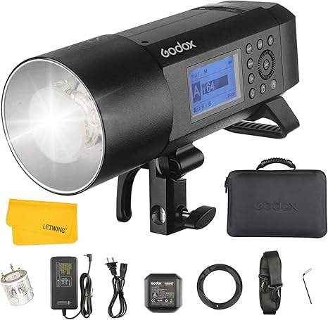 GODOX AD400 Pro AD400Pro Outdoor Flash Strobe Light, TTL 400W Portable Strobe 1/8000s HSS Flash Monolight, 390 Full Power Pops, 0.01-1s Recycle Time, Battery-Powered Outdoor Photography Lighting