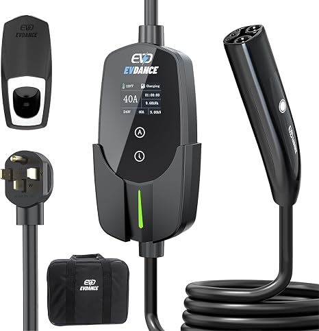 Level 2 EV Charger for Tesla, 40A / 9.6kW Fast Home EV Charging Station with NEMA 14-50 Plug, 25FT Cable, Adjustable Current & Delay Timer, Compatible with All Tesla Model 3/Y/S/X (NACS Plug)