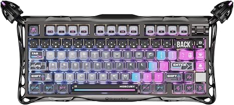 GravaStar Mercury K1 Pro 75% Wireless Mechanical Gaming Keyboard, Aluminum Alloy Gasket Mount, Hot Swappable Linear Switches, Creamy Sound, RGB Backlit, Bluetooth 5.0/2.4GHz/USB-C【Cyberpunk Edition】