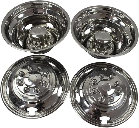 17 Inch 8 Lugs 5 Hand Holes Stainless Steel Wheel Simulators for 2003-2021 Dodge 3500 Dually Wheel Truck