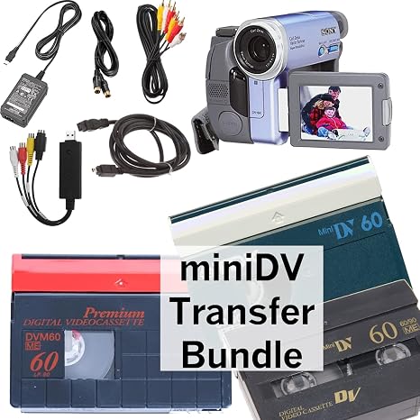 Tech Collector miniDV Player Transfer Bundle for Digitizing miniDV Tapes, Includes mini DV Camcorder and USB Adapter