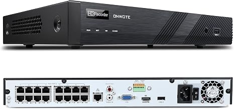 ONWOTE 6K 12MP 16 Channel NVR (Built-in 16 PoE Ports), AI Motion Detection