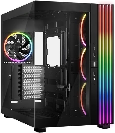 be quiet! Light Base 900 FX Black PC Case, Fully Windowed Front and Side | Dual Chamber, ARGB, 4 Light Wings 140mm PWM Fans, Mid Tower, Inverted and Horizontal Layout, E-ATX Motherboard Compatible
