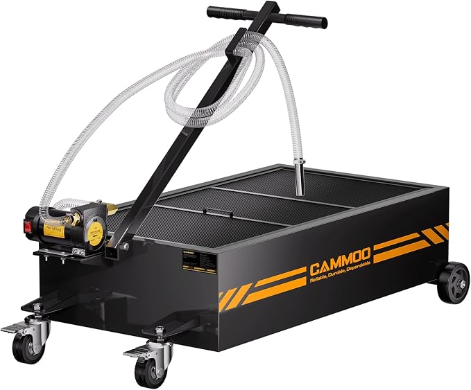 CAMMOO 25 Gal Electric Oil Drain Pan with Pump, Black