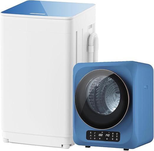 Portable Washer and Dryer Combo Set, 1.8 CU.FT Portable Clothes Dryers with Boot Dryer, 18 lbs Fully Automatic Washing Machine, Compact Washer and Dryer for Apartment, RV, Dorm, Blue
