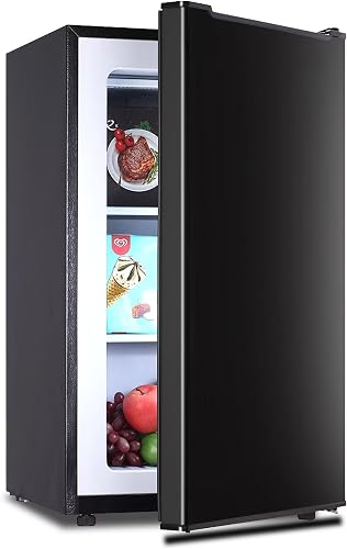 Anukis-Anypro 3.0 Cu.ft Upright Freezer with Adjustable Temperature, Single Door Deep Freezer with 3 Freeze Shelves for Home, Garage, Apartment, Kitchen, Black