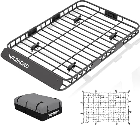 WILDROAD Rooftop Cargo Carrier Combo Roof Rack Cargo Basket 64" x 39" x 4"