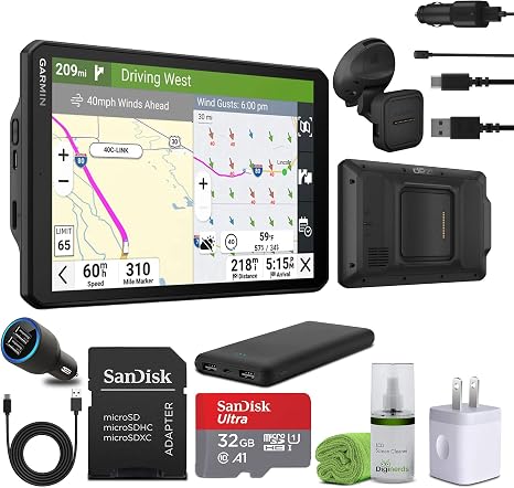 Garmin dēzl OTR820 8" GPS Truck Navigator Commercial GPS Navigation Bundle | For Commercial Truck Navigation | Touchscreen Display | Includes 32GB Memory Card + Cleaning Kit + More