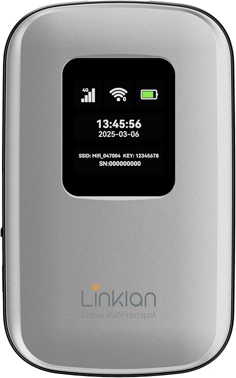 Portable Mobile Hotspot–eSIM Global WiFi Hotspot,No SIM Card/Contract Needed, 16Devices,180+ Countries, Compact Wireless Router for International Trips & Business【Free 5GB US Data for 15 Days】