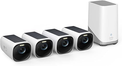 eufy Security eufyCam S330 (eufyCam 3), 4-Cam Kit, 4K Solar | Integrated Solar Panel, AI Face Recognition, Spotlight, Expandable Local Storage, No Monthly Fee, Outdoor Wireless