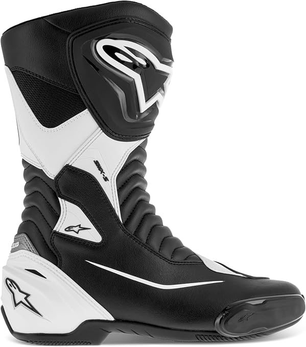 Alpinestars SMX S Boots Men's, Motorcycle Riding Racing, Durable Microfiber Upper, Exclusive Rubber Compound Sole - 8, Black/White