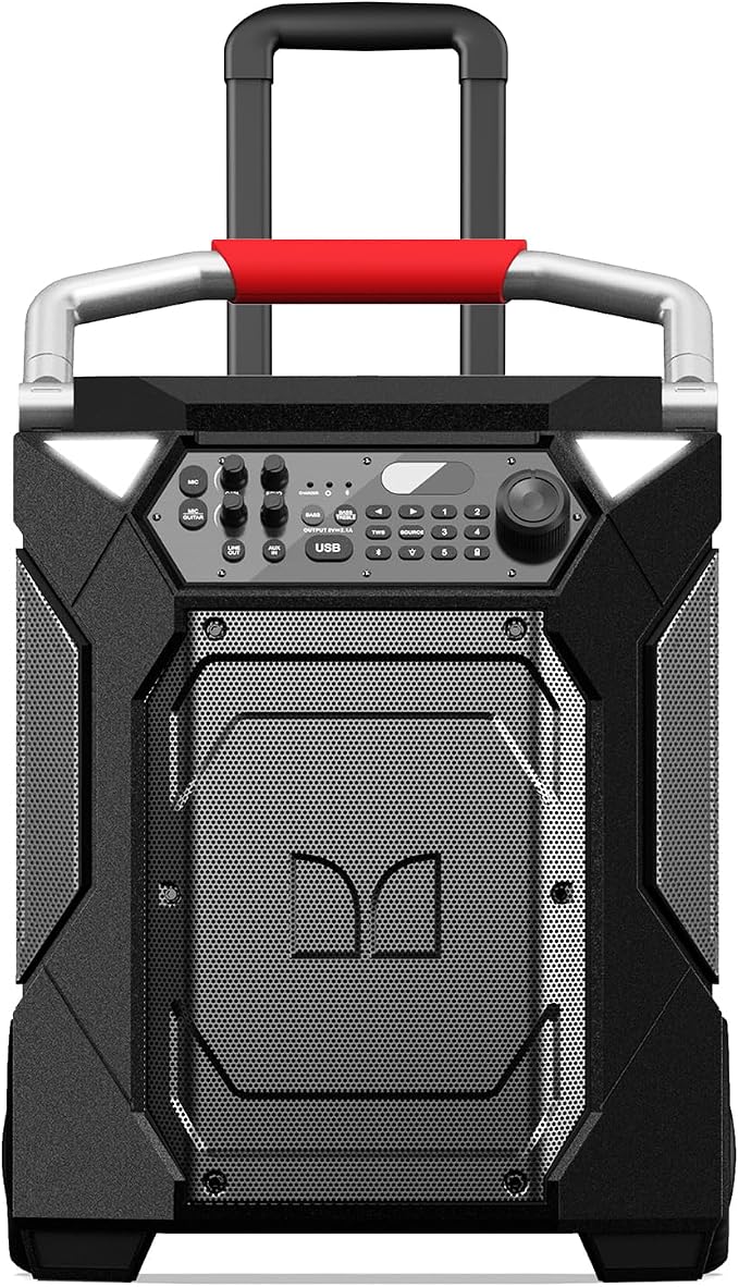 Monster Rockin’ Roller 360 Indoor/Outdoor Portable Bluetooth Speaker | Up to 240W of 360 Degree Sound & Up to 100 Hours of Playtime | Includes Microphone