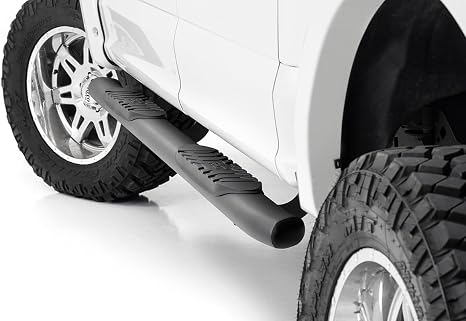 Rough Country Oval Nerf Steps for Ford F-150/Lightning/F-250/F-350/Raptor (2015-2026) Crew Cab - OEM Style Rails with Built-in Side Steps