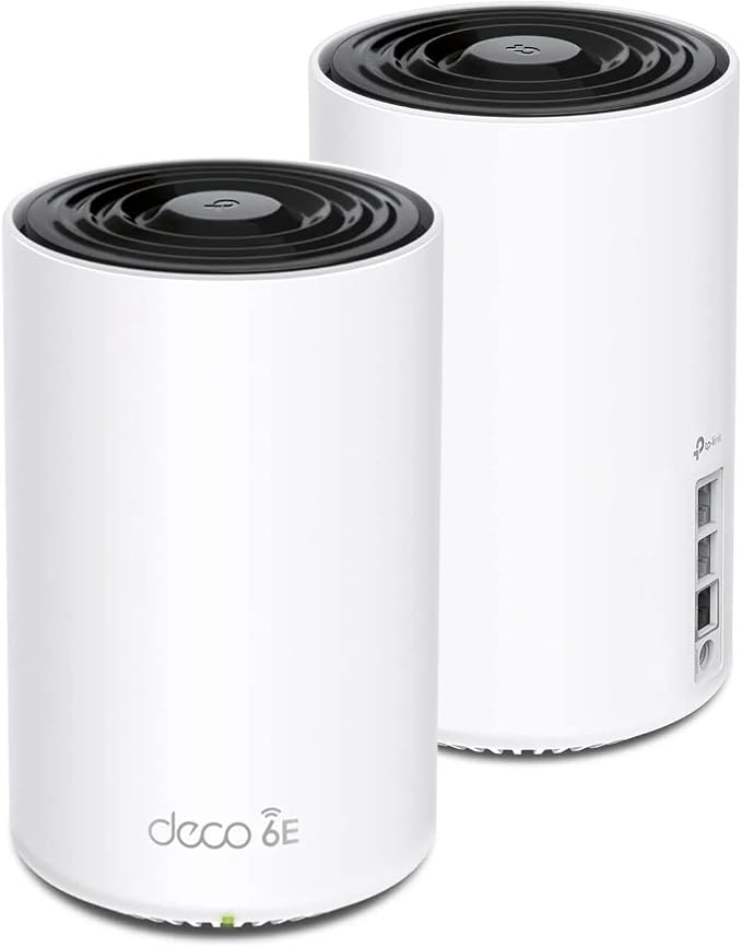 TP-Link Deco XE75 Pro AXE5400 Tri-Band WiFi 6E Mesh System (2-Pack) | One 2.5 Gbps WAN/LAN Port, two 1 Gbps LAN Ports, Covers up to 5,500 Sq. Ft., AI-Driven Mesh, 6 GHz Band