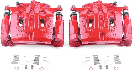 PowerStop Front Red Powder Coated Brake Caliper Pair for Lexus RX350 2010-15 |RX450h 2015 |Toyota Highlander 2010-19 |Sienna 2011-20 - High-Temp Brake Caliper Upgrade, S6274