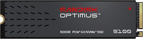 SANDISK 500GB Optimus 5100 NVMe SSD - PCIe 4.0 x4, M.2 2280, Up to 6,600 MB/s Read Speed - SDSP51500GAN