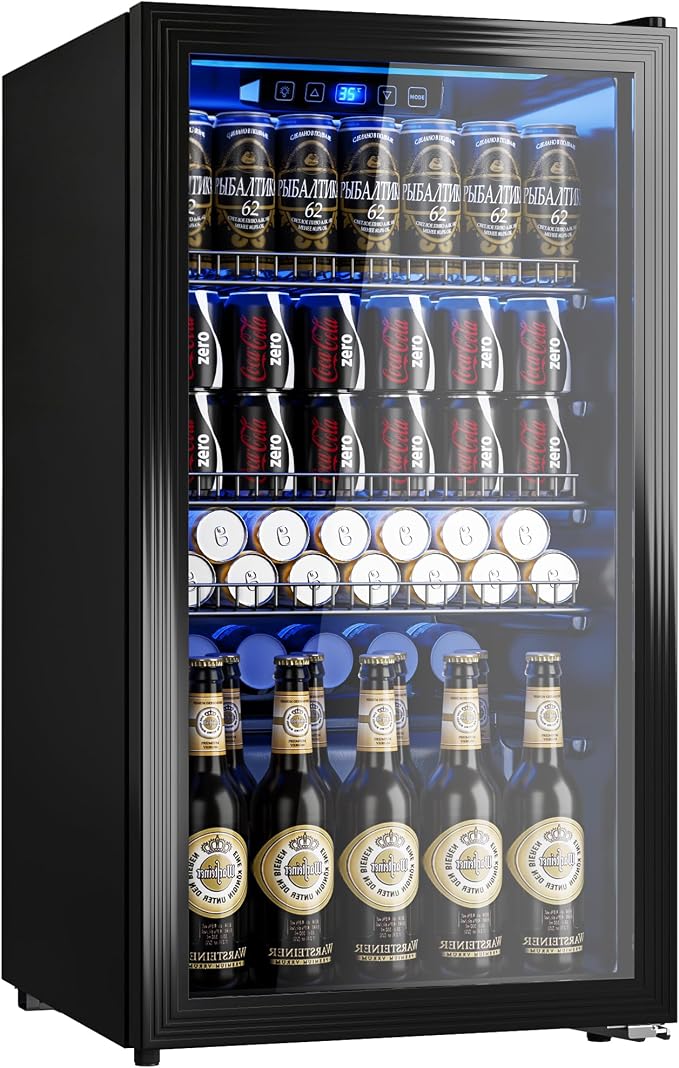 130 Can Beverage Refrigerator, 3.2 Cu.Ft Mini Fridge Beverage Cooler