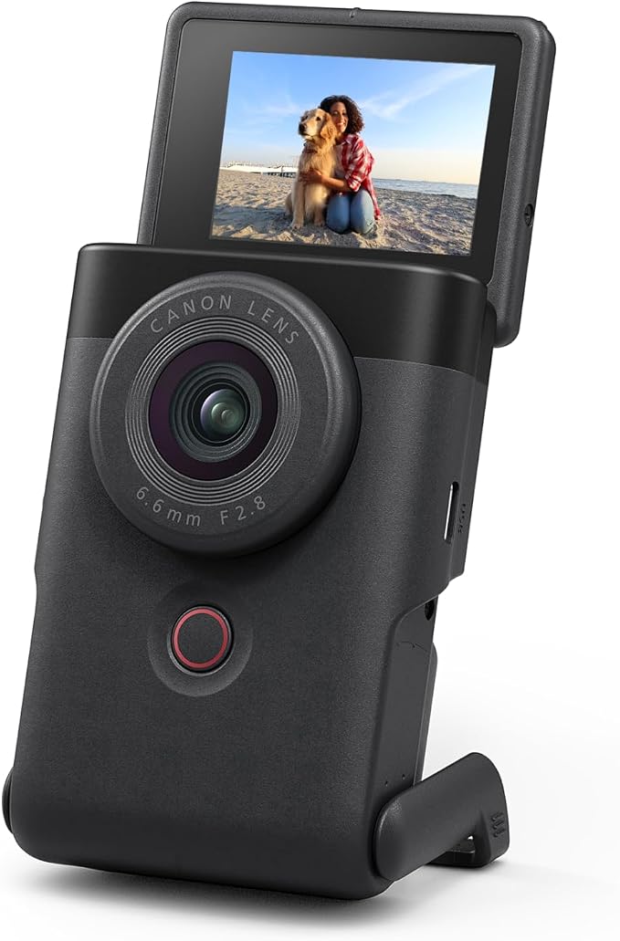Canon PowerShot V10 Compact Vlogging Camera, 1" CMOS Sensor, 4K Video Streaming, Built‑in Wide‑Angle Zoom Lens, Flip‑LCD & Stereo Mic, Image Stabilization, Creator Studio in Your Pocket, Black