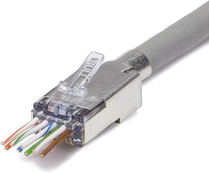 Platinum Tools 105029 Ezex48 Shielded RJ45 External Ground Connectors for Ethernet Cable Termination, 100 per Bag