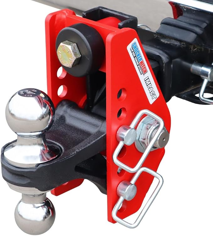 Shocker Impact Cushion Hitch Fits 2" Hitch & Has Chrome Combo 2" & 2-5/16" Balls 4" Rise to 4" Drop - 14,000 lbs
