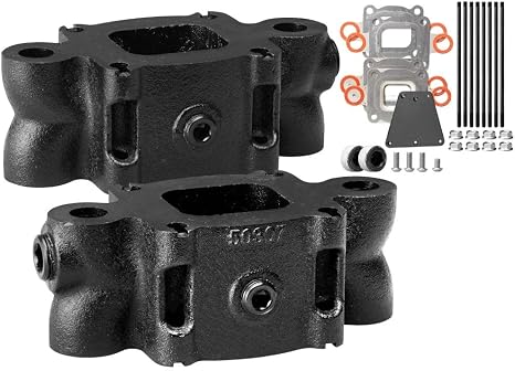 Mercruiser Set of 2 Dry Joint 3” Spacers with Riser Extension Kit - Replaces 864929A1, 864929A3, V6, V8 4.3L, 5.0L, 5.7L & 6.2L engines with 7 Degree Elbow - 3 inch Dry Joint Spacers by FASWORX