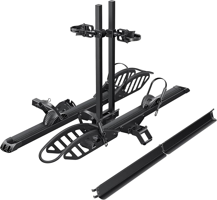 Young Electric Ebike Rack with Ramp 200 lbs 2-Bike Rack Hitch Mount