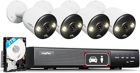 4K PoE Security Camera System, 8CH NVR Kit with 4× 8MP IP Bullet Cameras | 2TB HDD Included Local Privacy Storage, Color Night Vision, Two-Way Talk, No Monthly Fees, Ideal for Store, Warehouse, Office