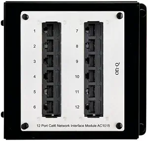 Legrand On-Q 12-Port Cat6 Network Interface Module – High-Density Mini Patch Panel for Home Networking, Voice & Data Applications, Compatible with On-Q Enclosures, Black (AC1015)