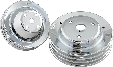 Mr. Gasket 4963 Chrome Pulley Set Double Groove Upper, Triple Groove Lower