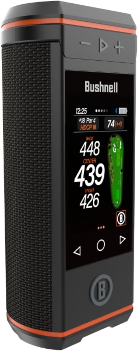 Bushnell Golf Wingman HD GPS Speaker | 3.5" Color Touchscreen, 360° Premium Audio, Visual & Audible Distances, Hazard & GreenView, Magnetic Cart Mount