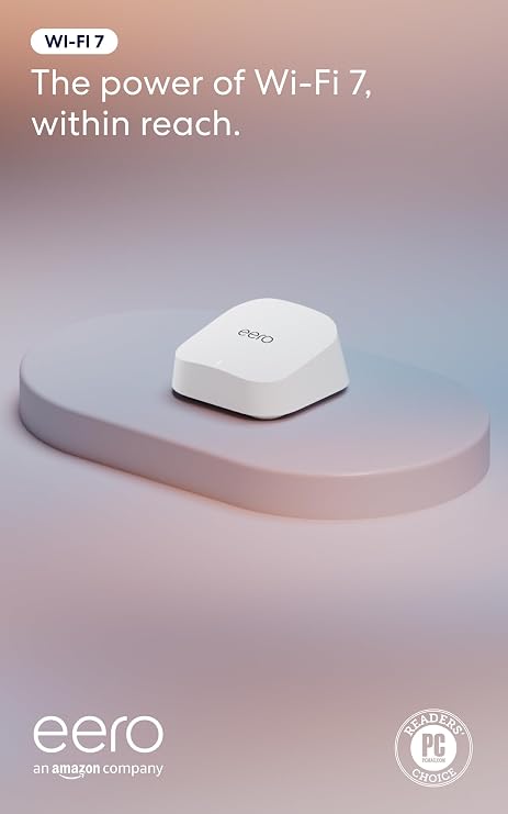 Amazon eero 7 dual-band mesh Wi-Fi 7 router (newest model) - Supports internet plans up to 2.5 Gbps, Coverage up to 2,000 sq. ft., 1-pack