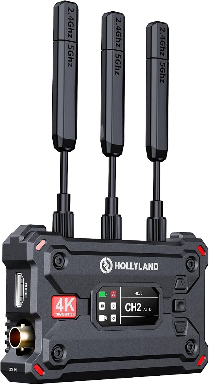 Hollyland Pyro S TX Wireless Video Transmitter HDMI SDI 4K30/1080p60 1300ft Los Range 50ms Latency Up to 4 Receiver, Auto Dual-Band Hopping (ADH), Smart Channel Scan, Live Stream (Transmitter Only) | Auto Dual-Band Hopping (ADH), Smart Channel Scan, Live