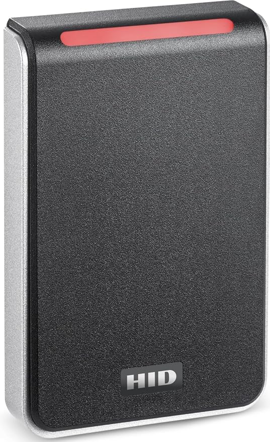 HID Global 40NKS-00-000000 Signo 40 Smart Card Reader, Black with Silver Trim, 13.56mHz Profile, 125kHz, 2.4GHz, Wiegand, 18" Pigtail, Single Gang Box, Mobile Ready, 12 VDC, IP65