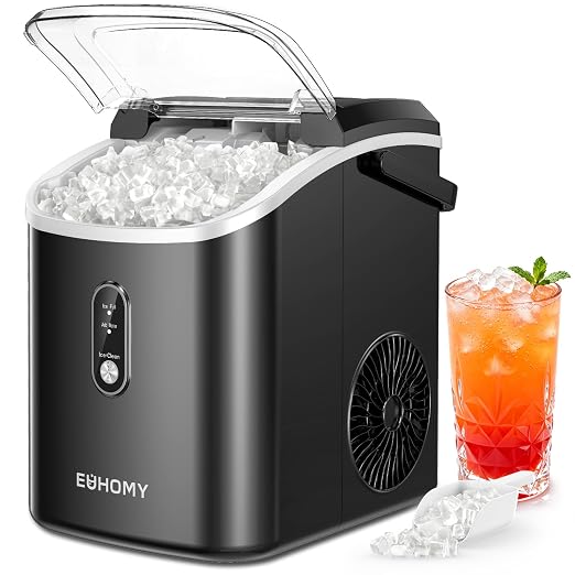 EUHOMY Nugget Ice Maker Countertop with Handle, 38lbs Daily Sonic Ice