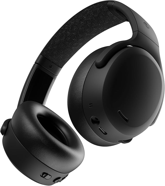 Skullcandy Crusher ANC 2 Noise Cancelling Wireless Headphones - True Black | Multi-Sensory Crusher Bass, Over-Ear Fit, Bluetooth, 60 Hours Battery, Working Out, Gym, Travel, Studying, Music, Gaming