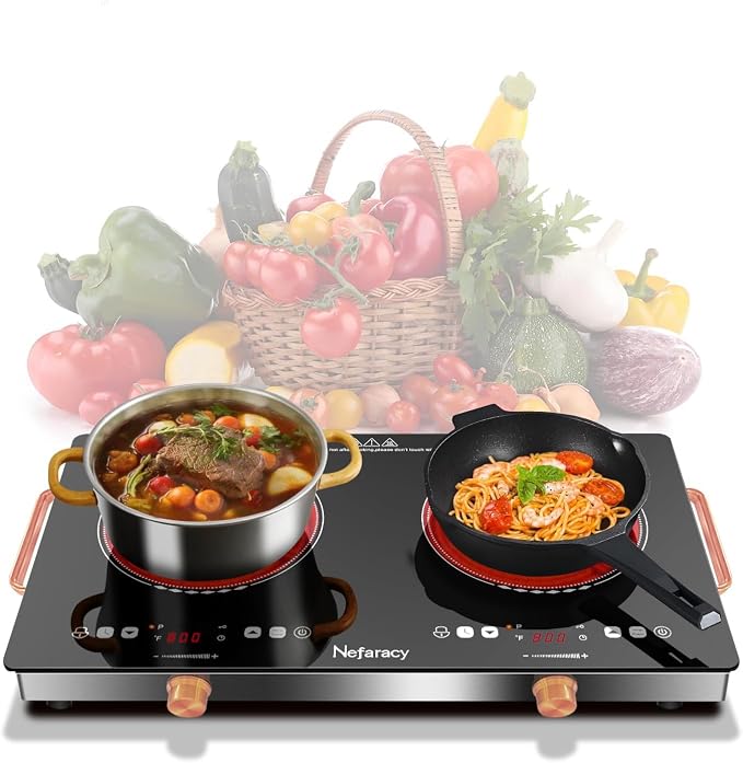 2 Burner Electric Cooktop 24 inch, 110-120V Plug in 2000W Ceramic Cooktop