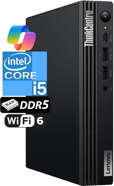 Lenovo ThinkCentre Tiny M70q Intel 10-Core i5-14400T (Beat i7-13700T), 16GB DDR5 RAM, 512GB NVMe SSD, WiFi 6, Bluetooth, RJ-45, DP Port, HDMI, Win 11 Pro, AI Business Desktop, 3 Yr Wty