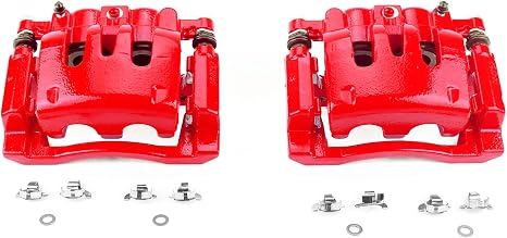 PowerStop Rear Red Powder Coated Brake Caliper Pair for Ford F-250 Super Duty 2008-12 | Ford F-350 Super Duty 2007-11 - High-Temp Brake Caliper Upgrade, S5076