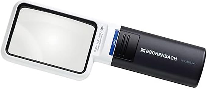 Eschenbach 1511-3M Mobilux LED + mobase LED Wide Light Magnifier & Dedicated Stand 2.0 x 3.0 inches (50 x 75 mm) (3.5X)