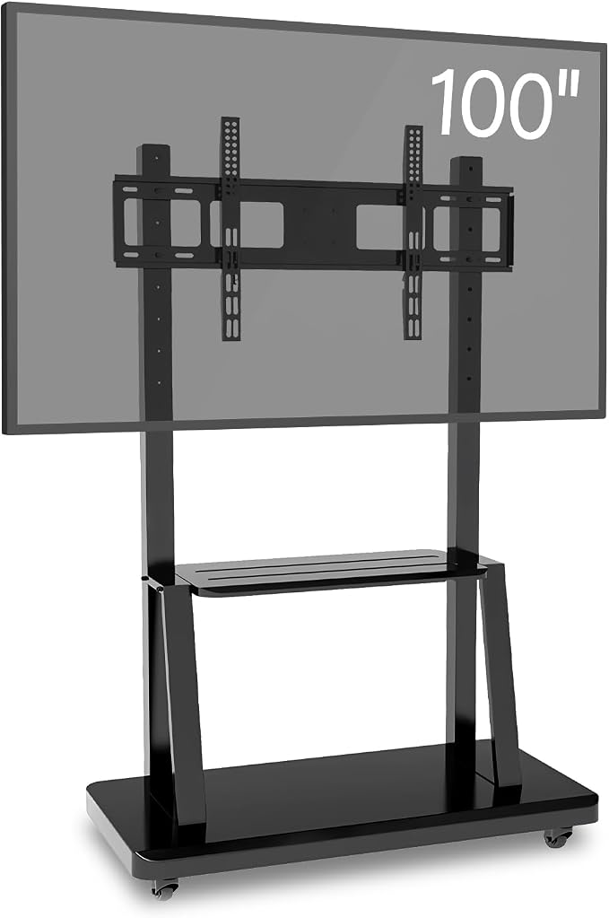 Smart Board Stand for 60-100 Inch Interactive Whiteboard, Mobile Stand with 4 Lockable Wheels, Height Adjustable, Holds to 400lbs, Design for Classroom Home Office
