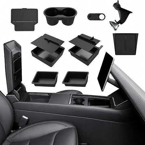 Center Console Organizer for 2025 2026 Tesla Model Y Juniper | Only Fit Premium & Performance (Not for Standard & YL), 10 PCS Organizer Set for Tesla Model Y Juniper Accessories